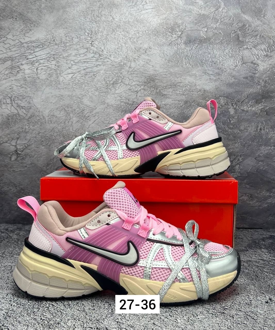 кроссовки женские nike,кроссовки nike,кроссовки nike v 2 k run,кроссовки для бега v2k run женские с низким верхом серебристо-розовые nike,женские кроссовки