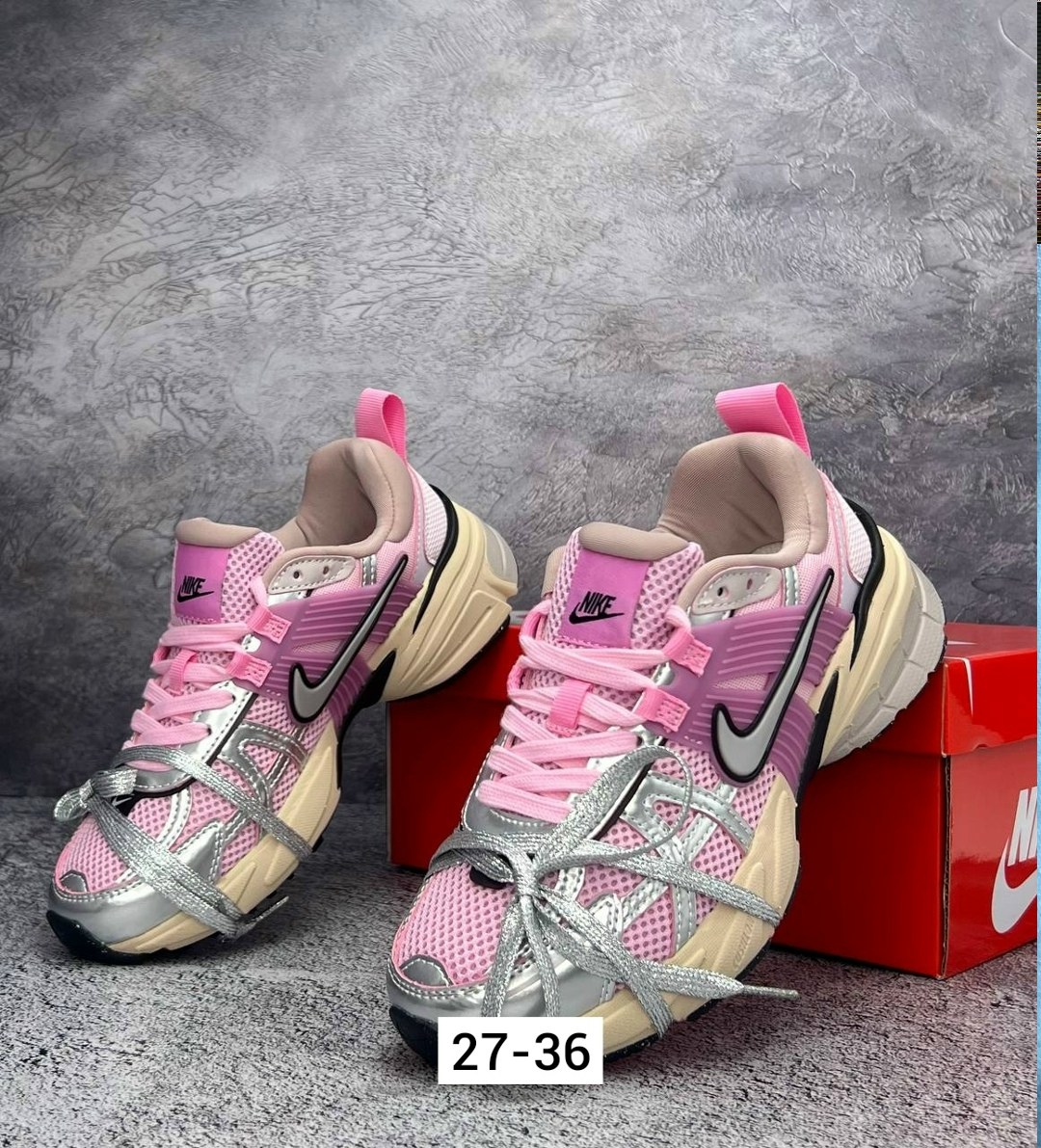 кроссовки женские nike,кроссовки nike,кроссовки nike v 2 k run,кроссовки для бега v2k run женские с низким верхом серебристо-розовые nike,женские кроссовки