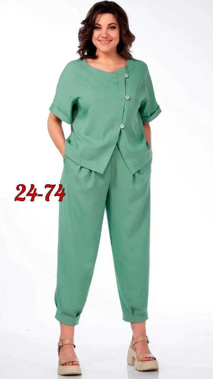 костюм michel chic арт 1337 корич,летние брючные костюмы для полных женщин,летние костюмы женские,летний брючный костюм женский,брючный костюм женский для полных