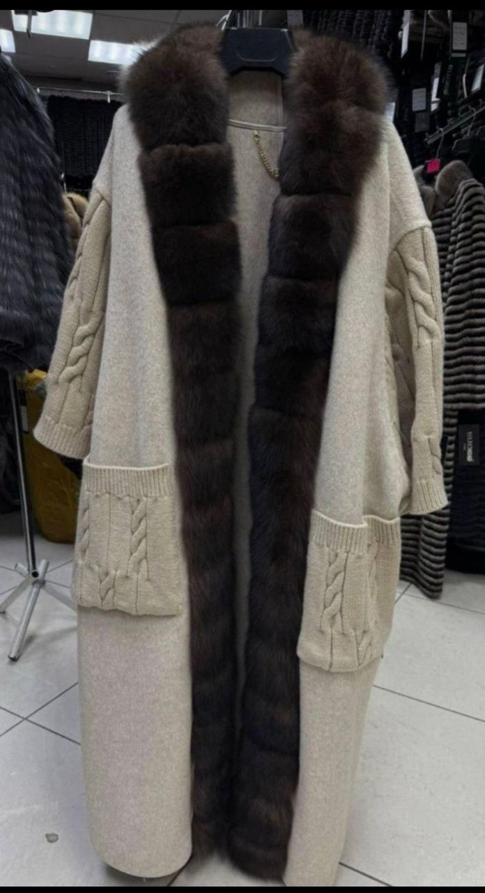 кардиган с мехом финского песца yana kraft brand,кардиган с мехом песца,кардиган с мехом финского песца,кардиган с песцом,пальто с мехом