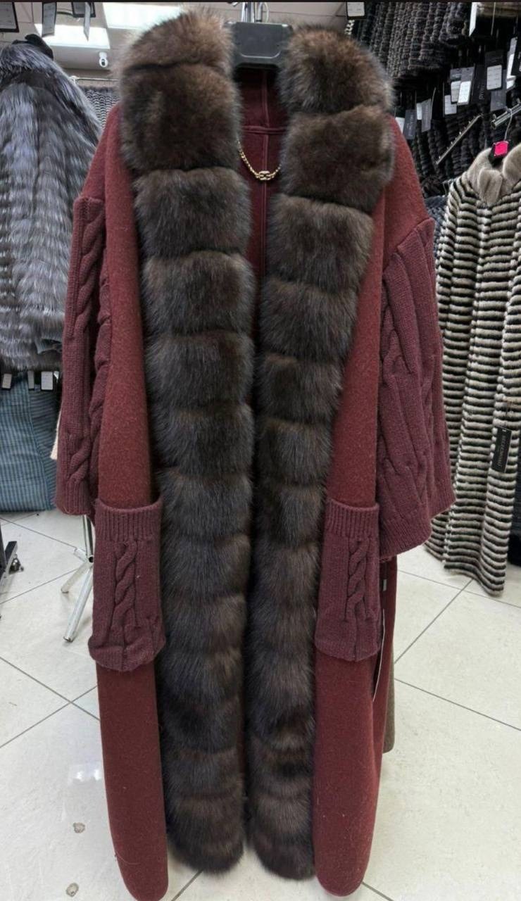 кардиган с мехом финского песца yana kraft brand,кардиган с мехом песца,кардиган с мехом финского песца,кардиган длинный с отделкой натурального меха песца,кардиган с мехом