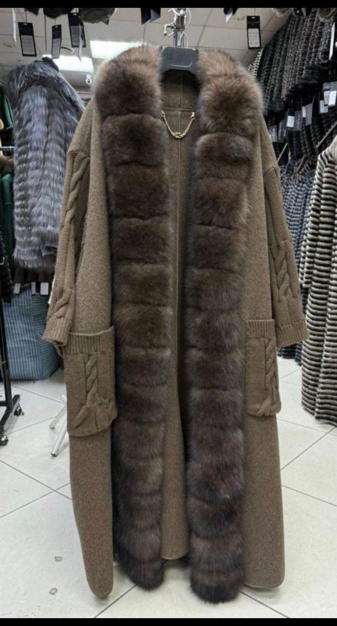 кардиган с мехом финского песца yana kraft brand,кардиган с мехом песца,кардиган с мехом финского песца,кардиган с песцом,пальто с мехом