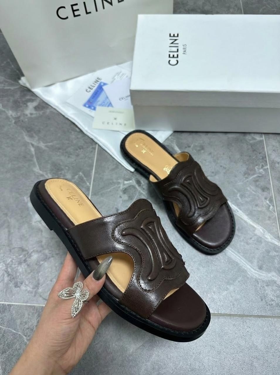 шлепанцы celine,шлепки celine,,женские шлепанцы,шлепки селин