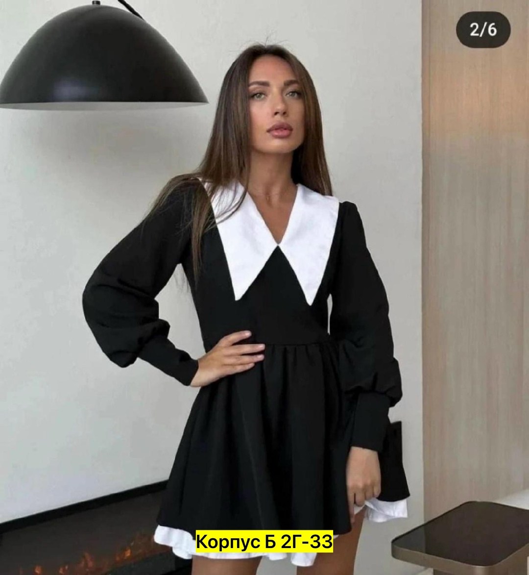 платье женской,стильное платье,платье с воротником,черное платье с белым воротником,школьное платье для старшеклассниц