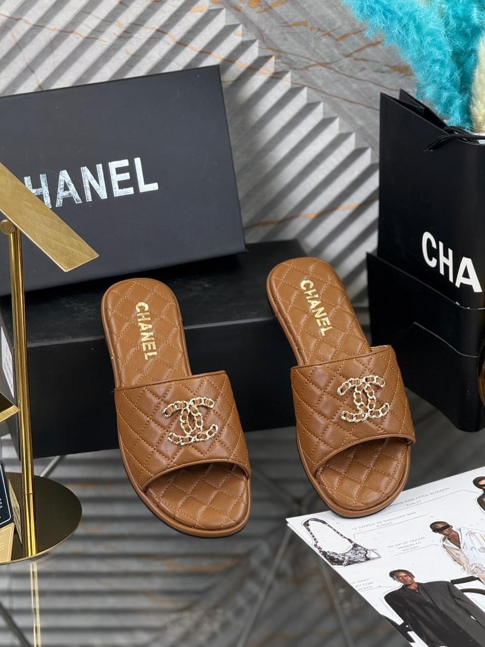 шлепки шанель,шлепанцы женские,шлепанцы chanel,,бежевые шлепки шанель