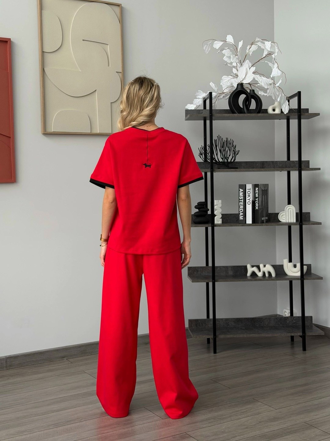 костюм с брюками,костюм брючный с футболкой 403red,костюм женский,брючный костюм,костюм romgil тз837лф двойка коралловый