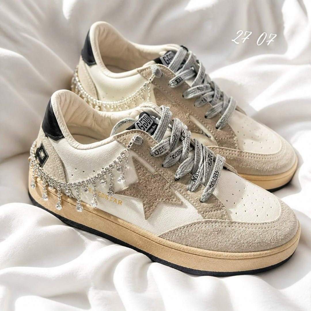кожаные кеды golden goose superstar premium,,женские кожаные кроссовки golden goose super-star premium - white / silver,кроссовки golden goose,кеды golden goose