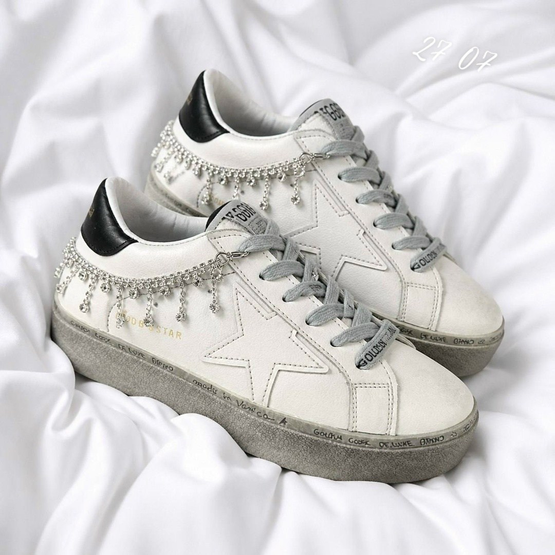 кожаные кеды golden goose superstar premium,,женские кожаные кроссовки golden goose super-star premium - white / silver,кроссовки golden goose,кеды golden goose