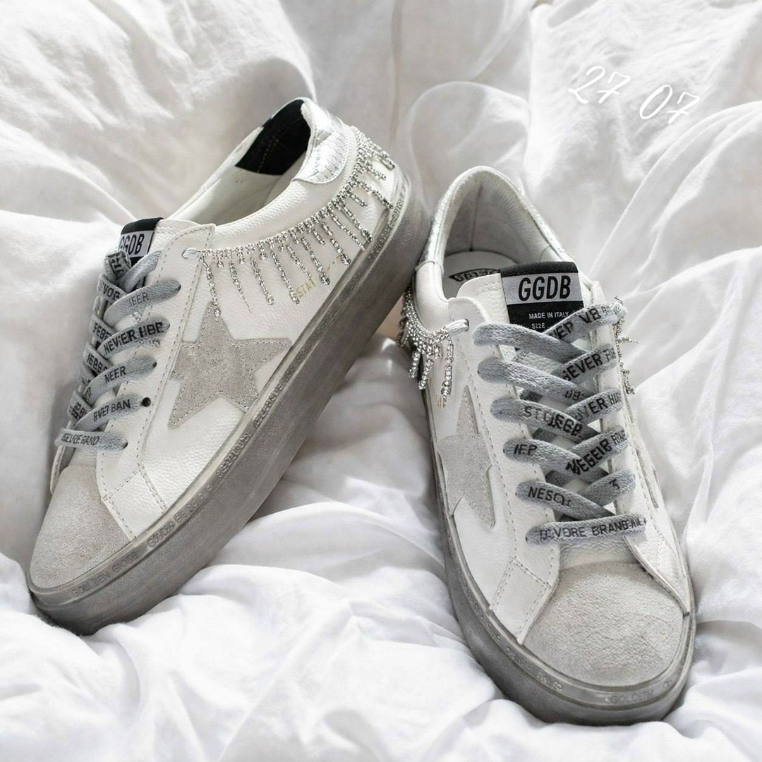 кожаные кеды golden goose superstar premium,,женские кожаные кроссовки golden goose super-star premium - white / silver,кроссовки golden goose,кеды golden goose