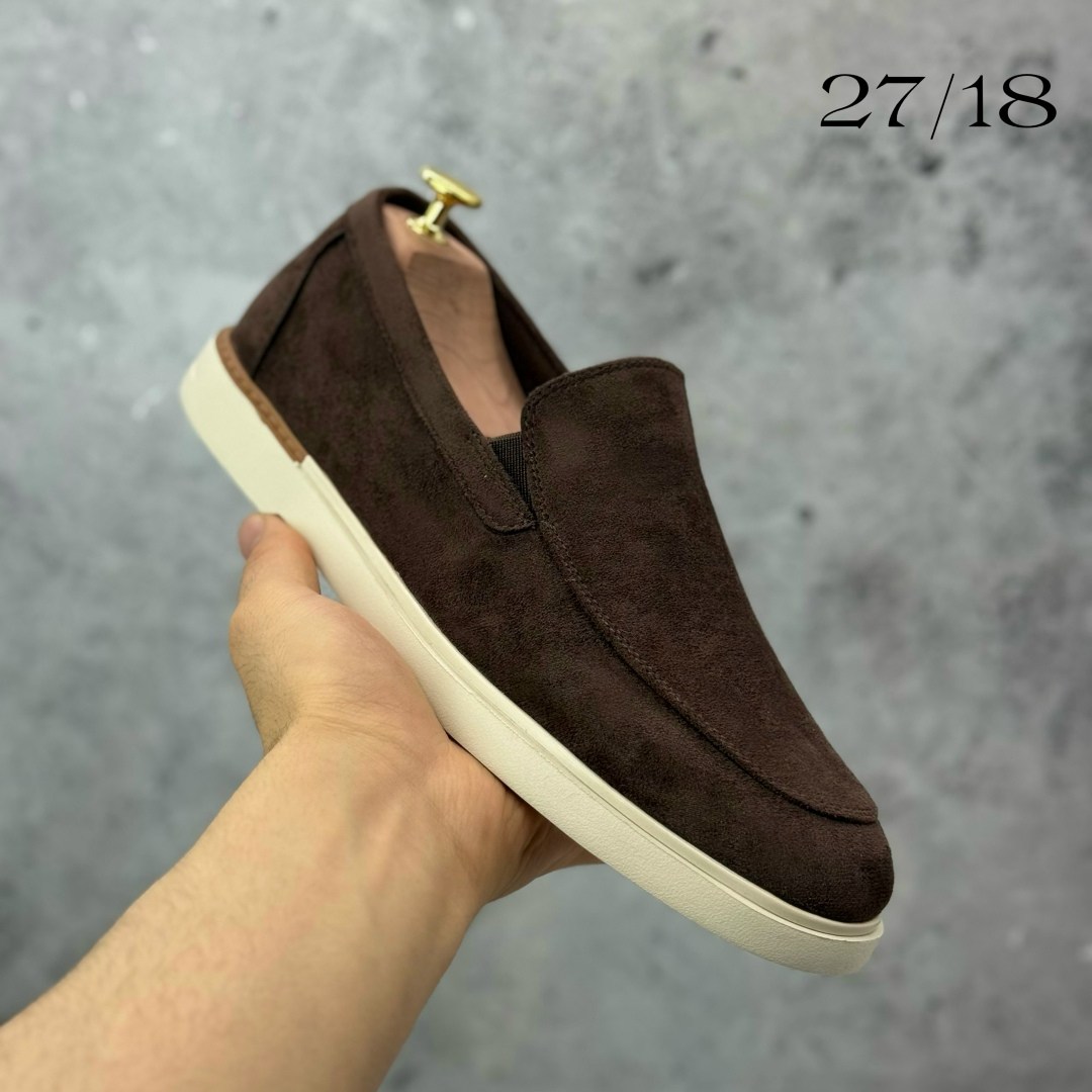 ботинки мужские замшевые лоро пиано a107698 chocolate premium,лоферы мужские замшевые коричневые,замшевые коричневые ботинки лоферы loro piana open walk премиум класса,лоферы мужские замшевые,лоферы м