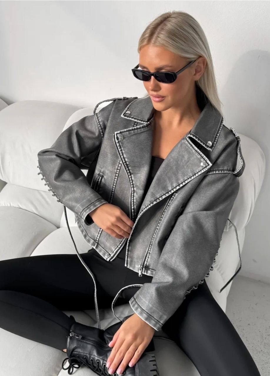 косуха винтажная куртка кожаная oversize серая monyken,серая косуха оверсайз,косуха куртка,куртка косуха женская из экокожи,кожаная куртка косуха