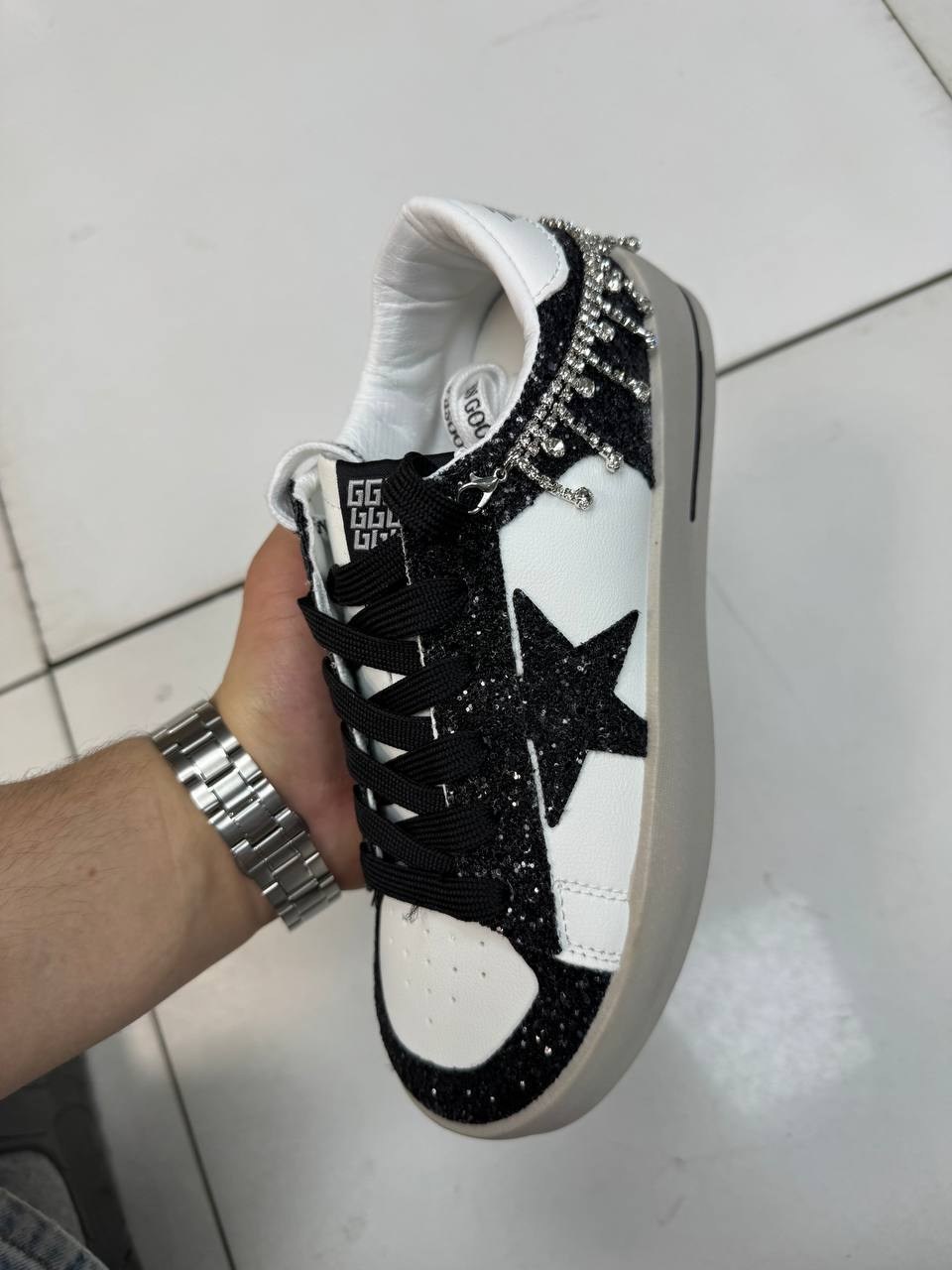 ,кеды golden goose,golden goose кеды hi star с блестками белый,кеды голден гус женские, женская