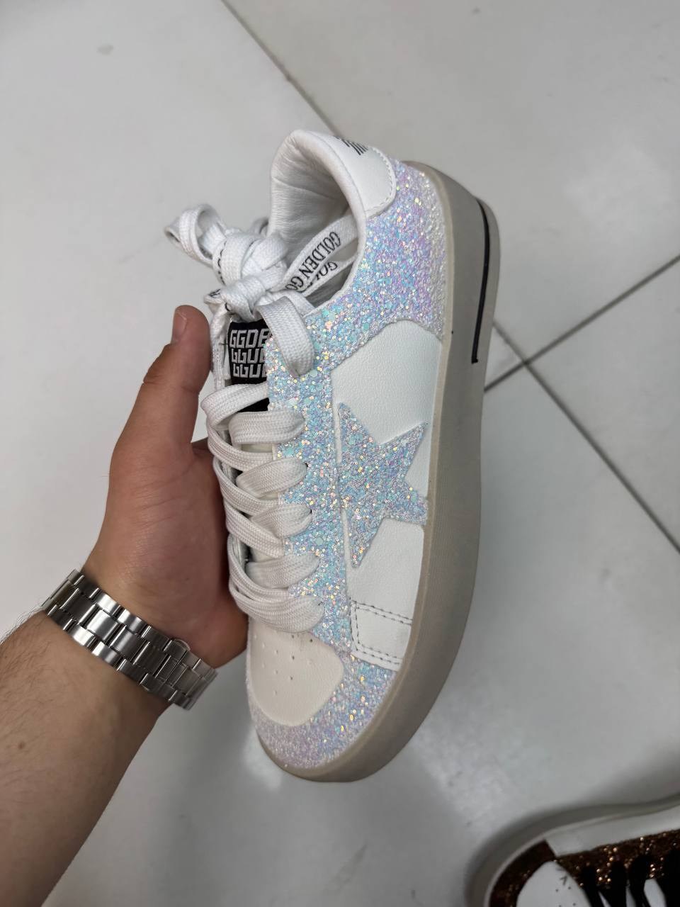 ,кеды golden goose,golden goose кеды hi star с блестками белый,кеды голден гус женские, женская