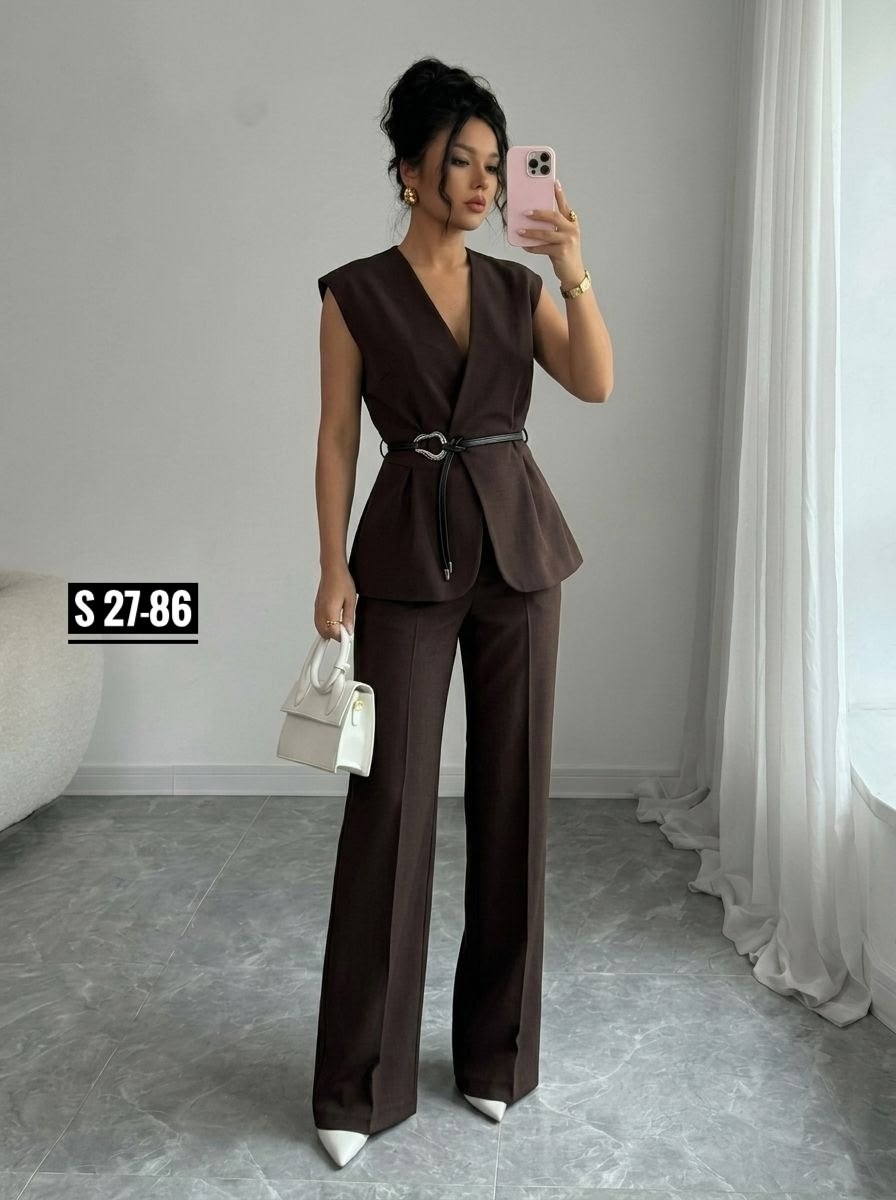 брючный костюм с жилетом chica chic,брючный костюм с жилетом женский,брючный костюм с жилетом деловой chica chic,брючный костюм с жилетом деловой вечерний chica chic,брючный костюм элегантный
