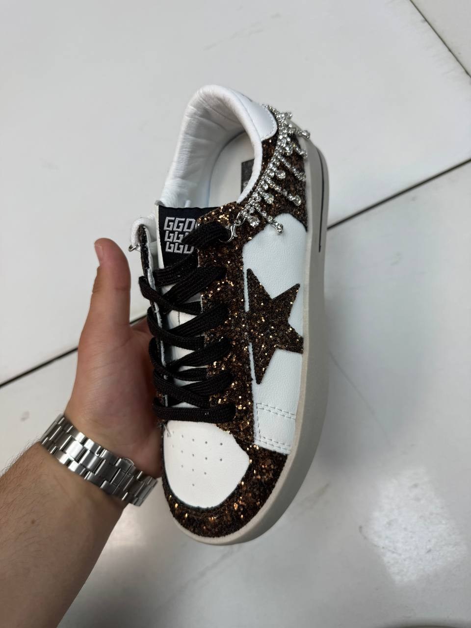 ,кеды golden goose,golden goose кеды hi star с блестками белый,кеды голден гус женские, женская