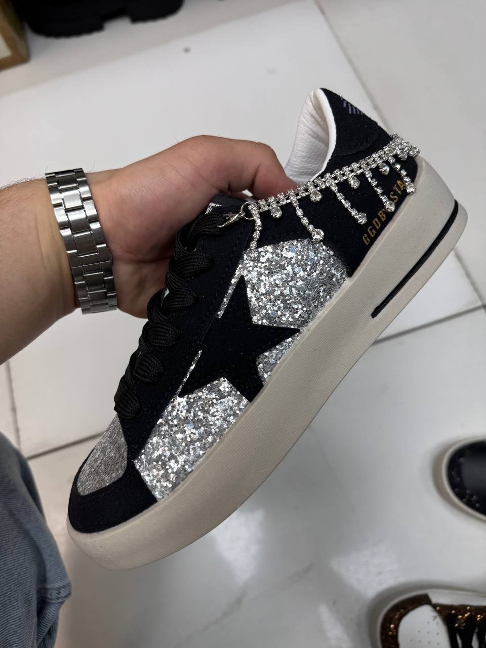,кеды golden goose,golden goose кеды hi star с блестками белый,кеды голден гус женские, женская
