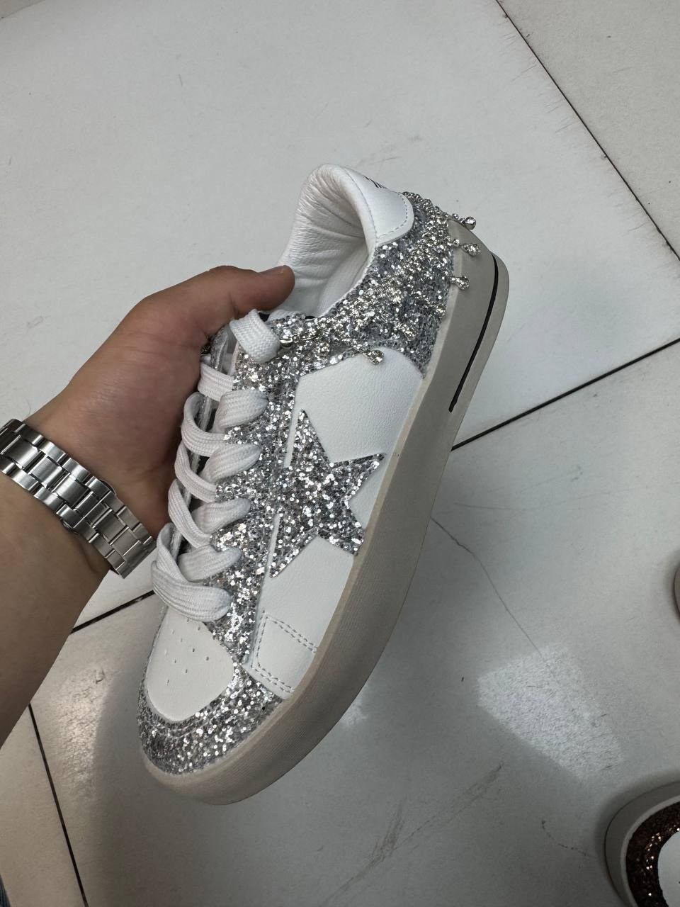 ,кеды golden goose,golden goose кеды hi star с блестками белый,кеды голден гус женские, женская