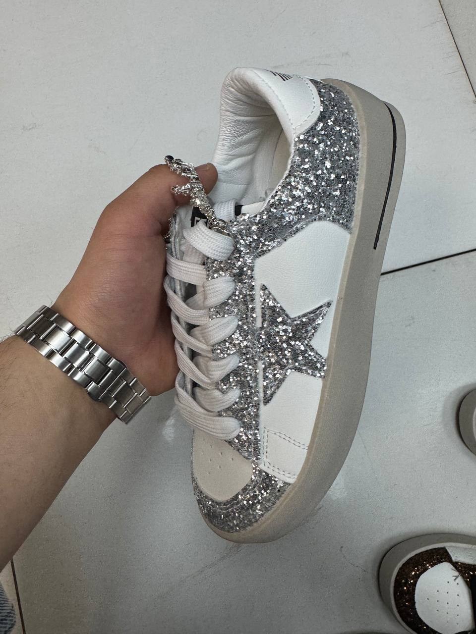 ,кеды golden goose,golden goose кеды hi star с блестками белый,кеды голден гус женские, женская