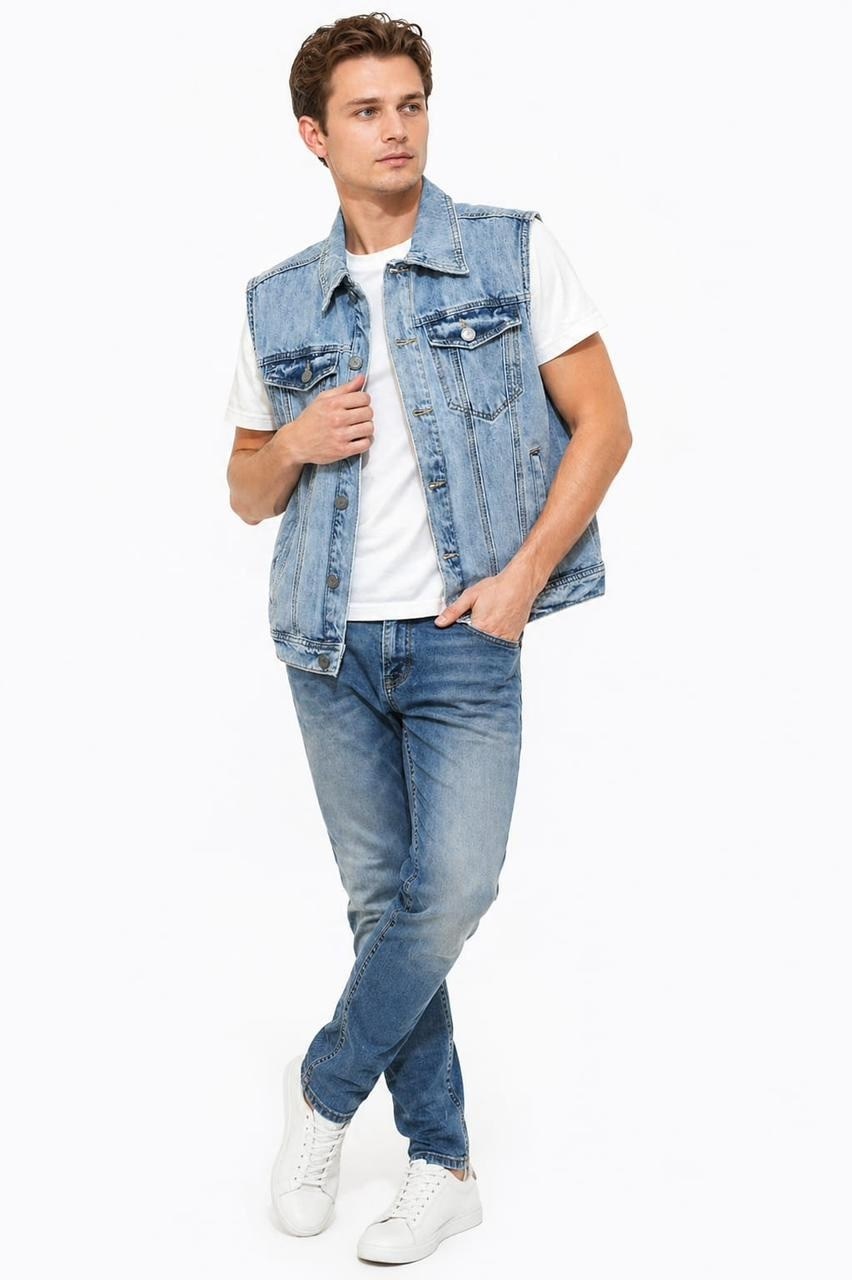 свободный джинсовый жилет дальнобойщика светлого оттенка levi's,джинсовый жилет мужской,джинсовый жилет,джинсовая жилетка мужская,джинсовая жилетка