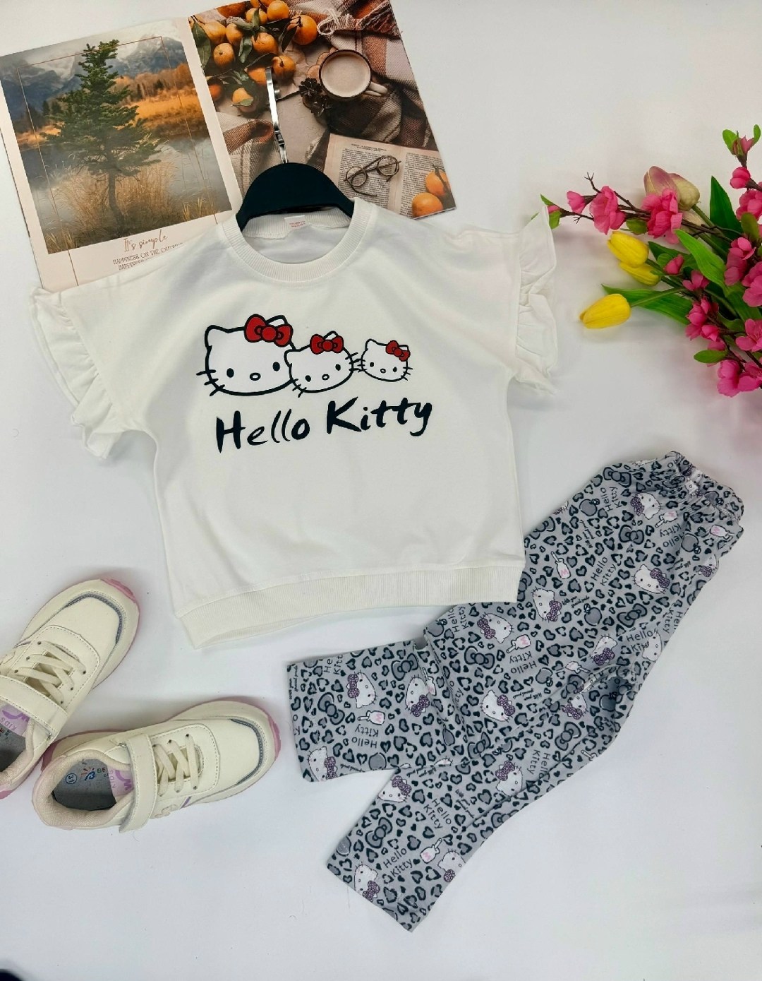 комплект пижама хеллоу китти,комплект одежды для девочек,костюм для девочек,одежда для девочек,комплекты для девочек