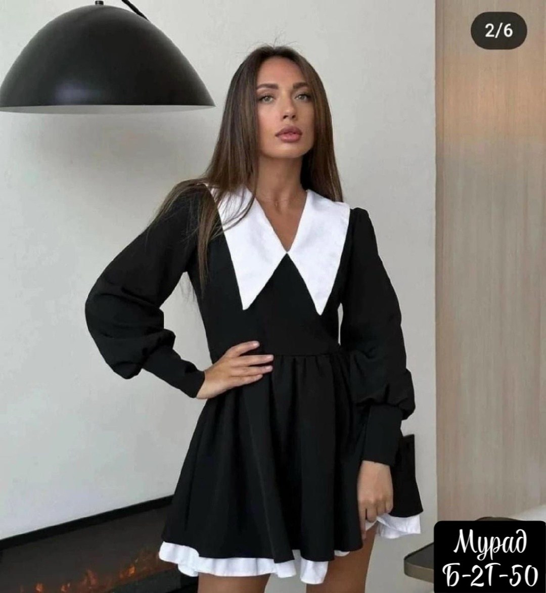 платье женской,стильное платье,черное платье с белым воротником,платья,платье с воротником
