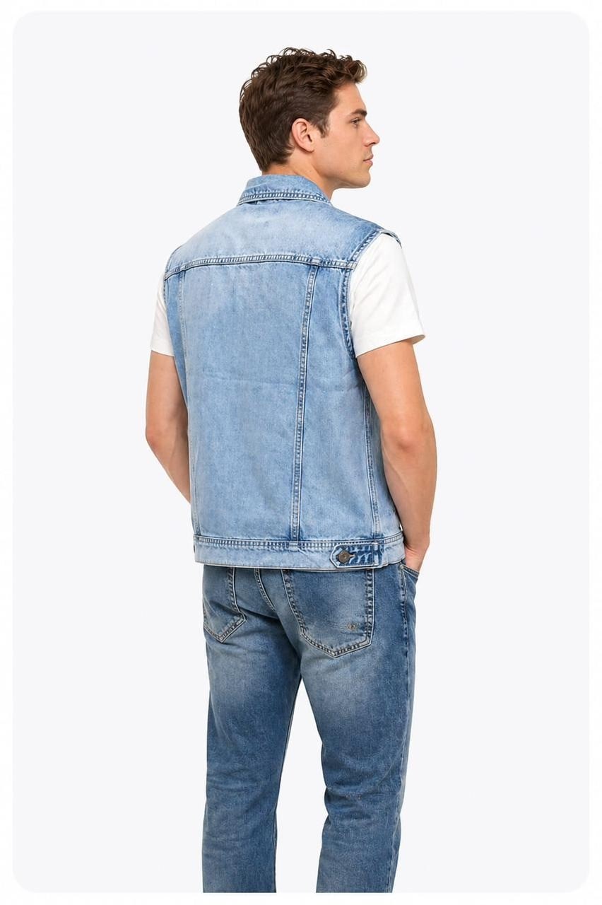 свободный джинсовый жилет дальнобойщика светлого оттенка levi's,джинсовый жилет мужской,джинсовый жилет,джинсовая жилетка мужская,джинсовая жилетка