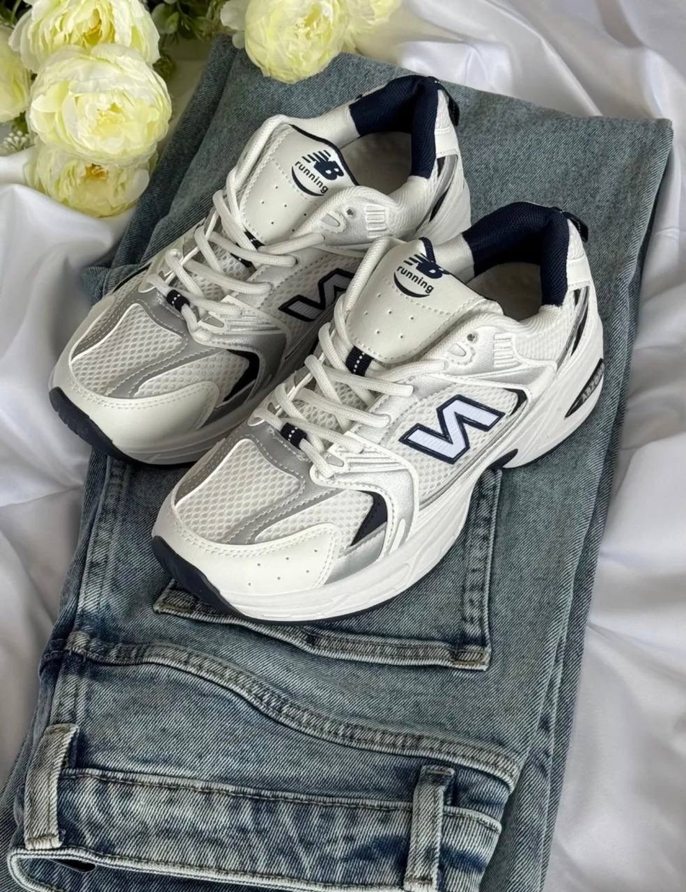 кроссовки new balance 530,кроссовки new balance,кроссовки женские,new balance 530 white silver navy,кроссовки new balance 530 silver lux