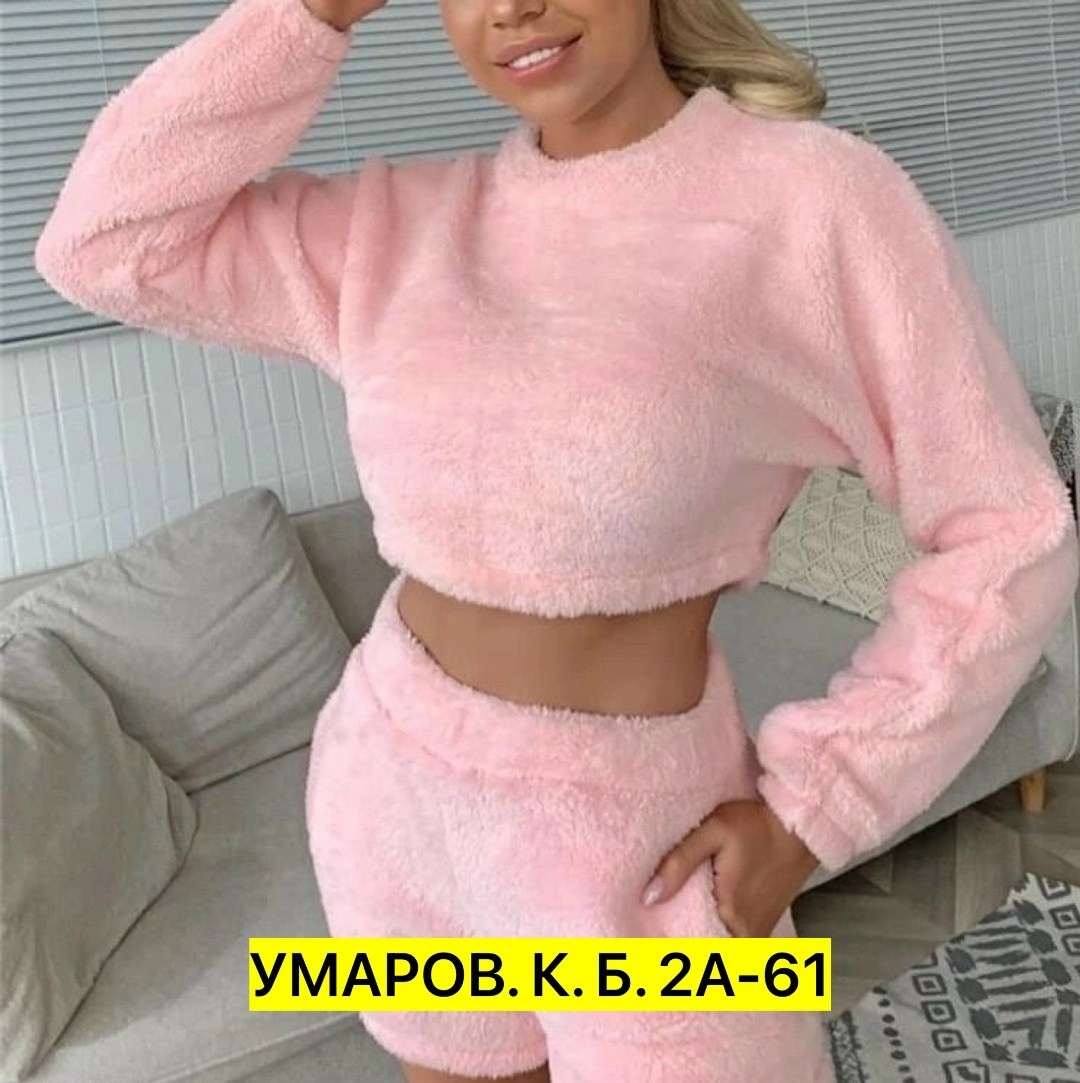 плюшевый костюм с топом,пижама кофта и шорты,плюшевый костюм с короткой кофтой,женский костюм из свитера,плюшевая пижама с шортами теплая