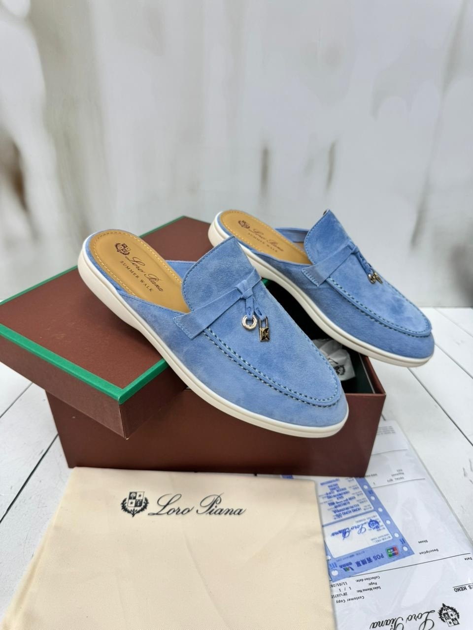 женские замшевые мюли loro piana голубые,,мюли loro piana,loro piana лоферы,мюли лоро пиано женские