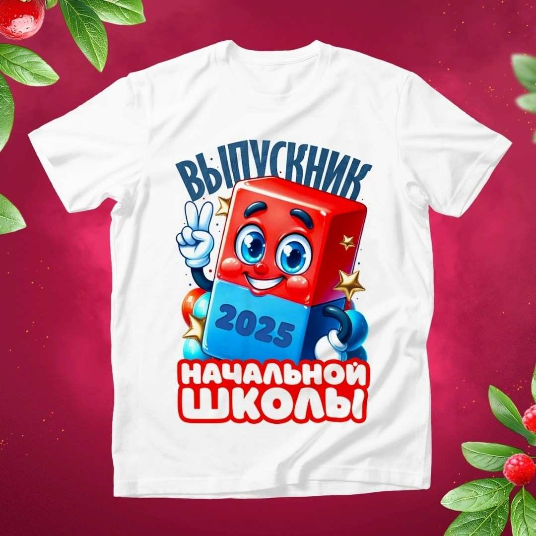 футболка выпускник начальной школы,футболка с принтом выпускник начальной школы,выпускник начальной школы 2025,футболки на выпускной,футболка для выпускников