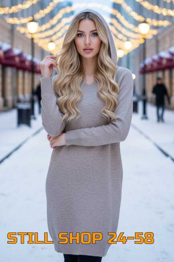 женская туника,,платье теплое,платье женской,теплое платье с капюшоном