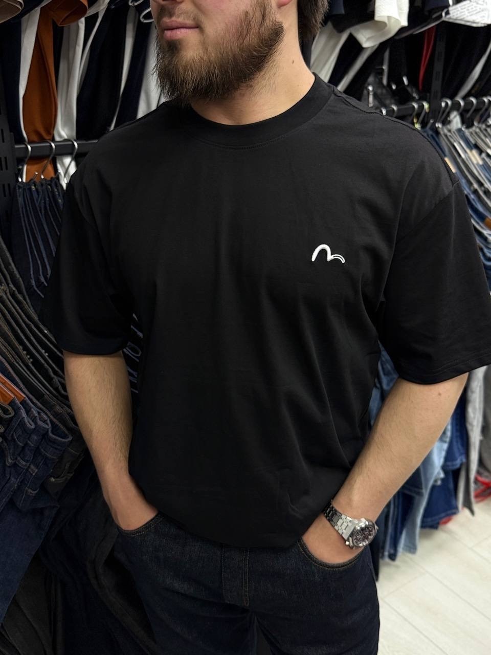 футболка,мужская футболка,футболка evisu,одежда футболка