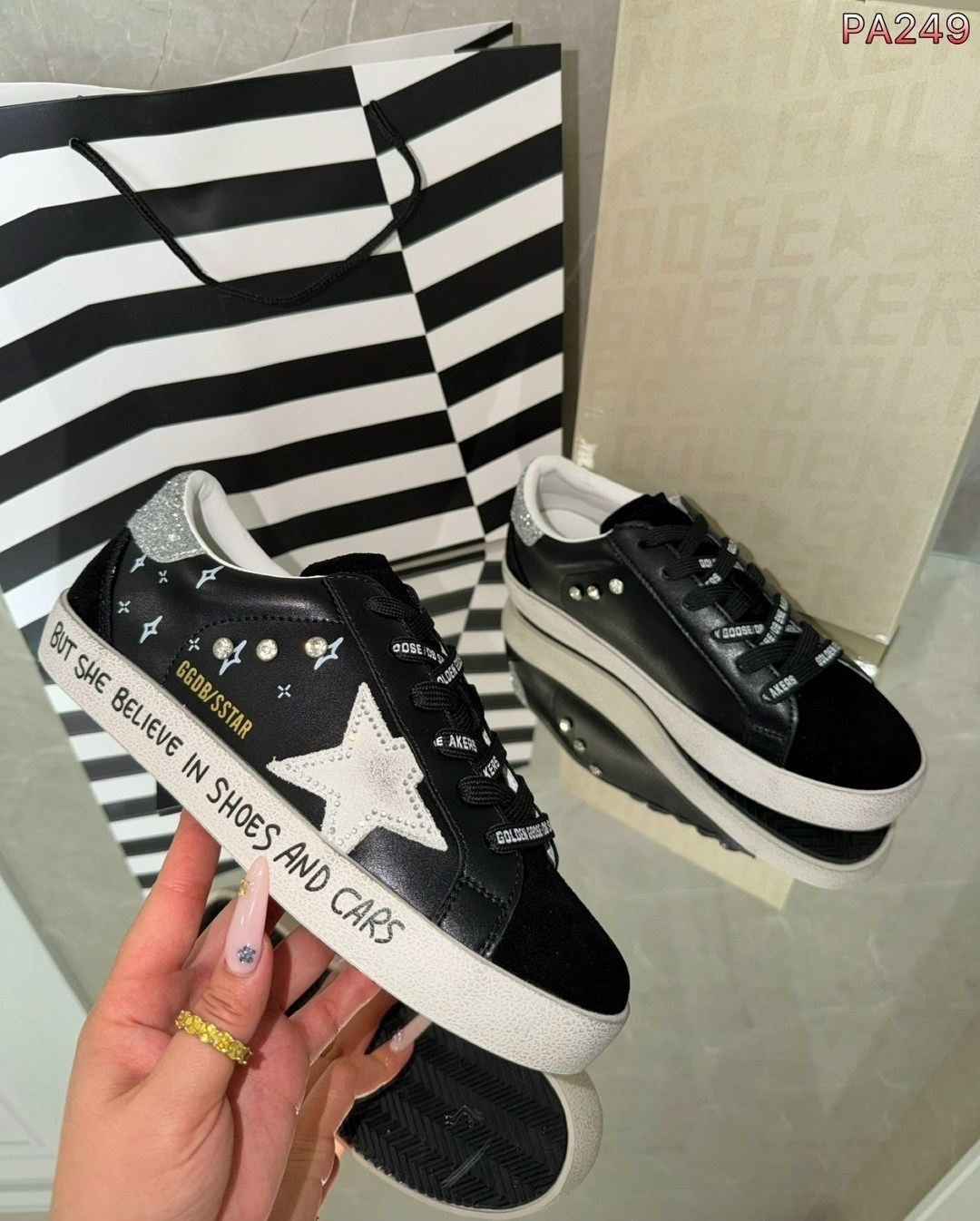 ,golden goose sneakers hi star in camoscio colore nero argento,кроссовки golden goose hi star,golden goose кеды,женские кроссовки