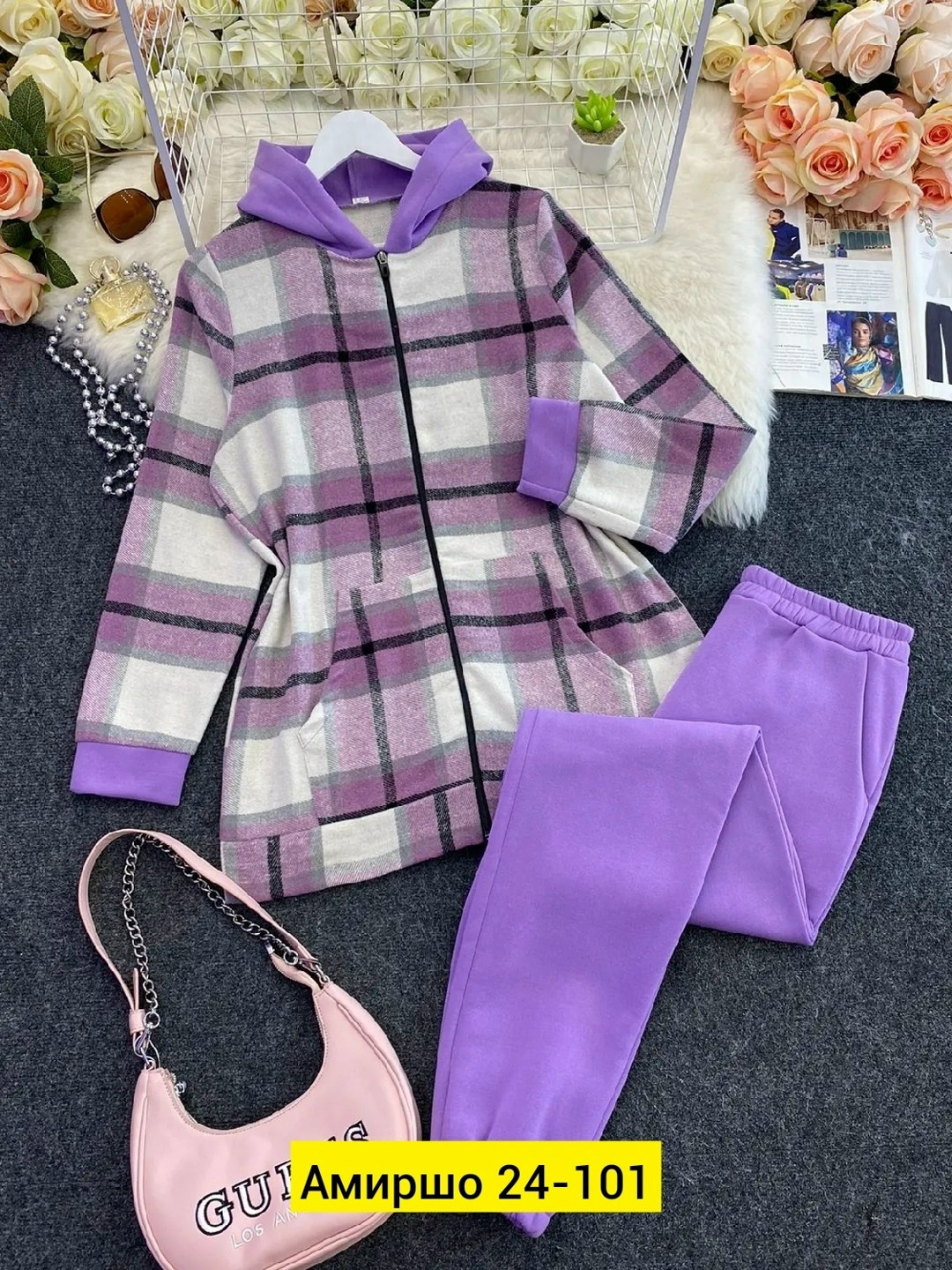 костюм женский,рубашка оверсайз теплая в клетку удлиненная amy store,теплый костюм,женский костюм на флисе,костюм женский ткань кашемир на флисе