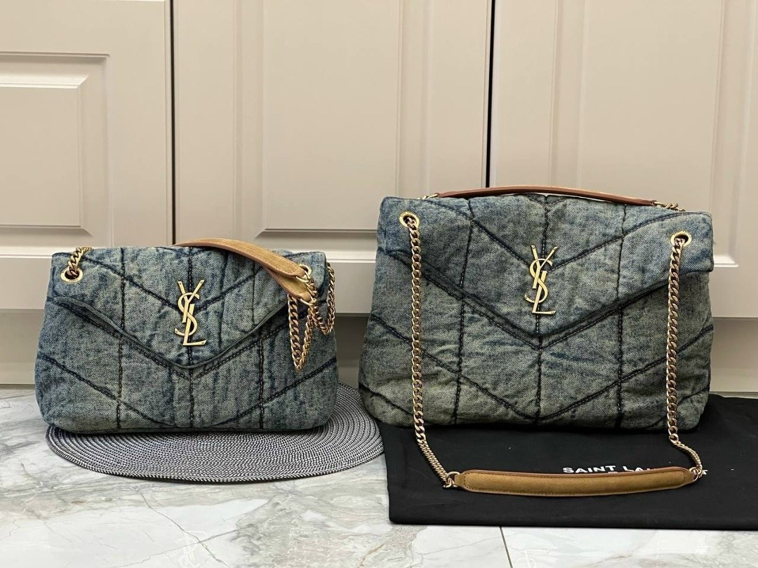 сумки yves saint laurent,сумка женская yves saint laurent,сумка женская ysl,сумка-пуффер на плечо с монограммой loulou ysl джинсовая,сумки ив сен лоран