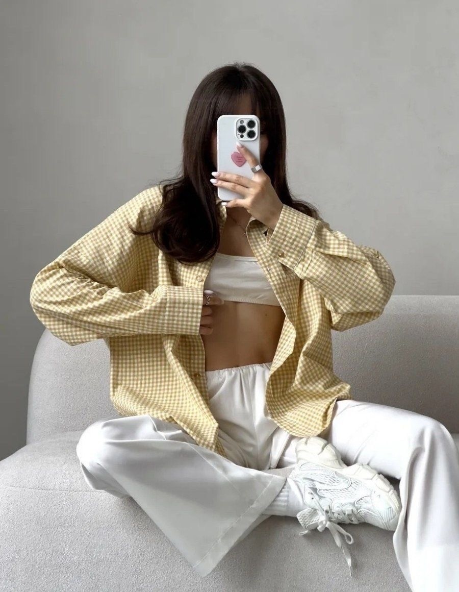 рубашка оверсайз летняя в клетку betrendy wear,рубашка женская в клетку,рубашка женская,рубашка оверсайз в клетку,рубашка в клетку