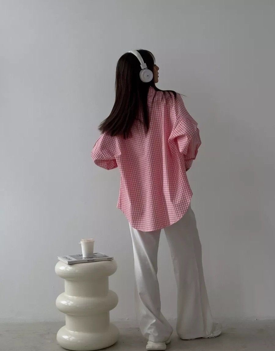 рубашка оверсайз летняя в клетку betrendy wear,рубашка женская в клетку,рубашка женская,рубашка оверсайз в клетку,рубашка в клетку