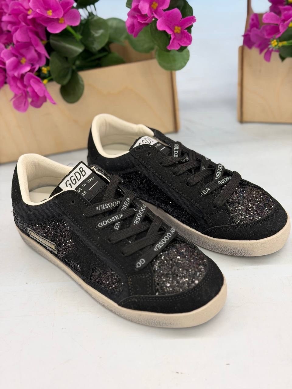 ,golden goose кеды блестящие черные,golden goose кеды glitter,golden goose кеды черные,кеды golden goose