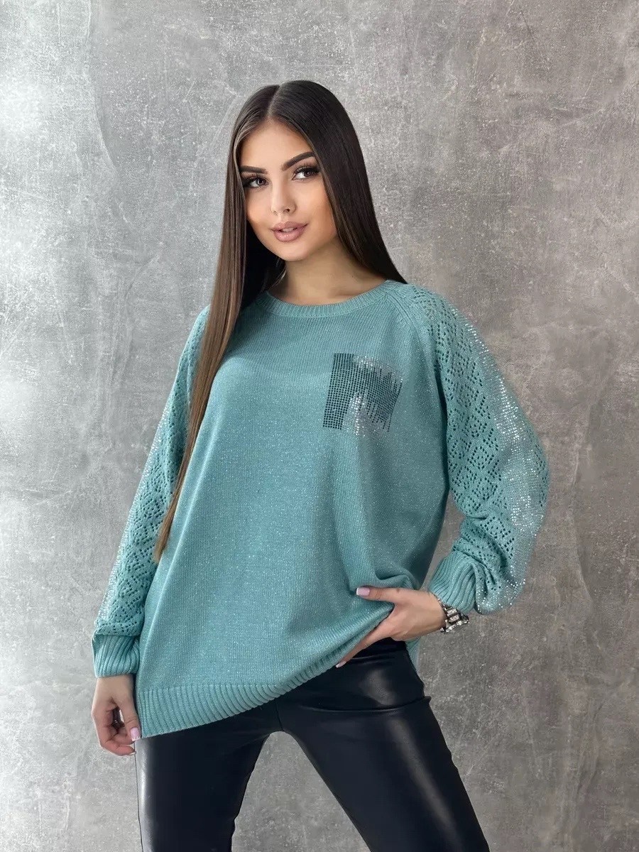 джемпер с люрексом,джемпер со стразами,красивая кофта,кофта женская,джемпер со стразами люрекс