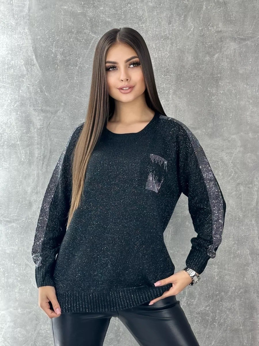 джемпер с люрексом,джемпер со стразами,красивая кофта,кофта женская,джемпер со стразами люрекс