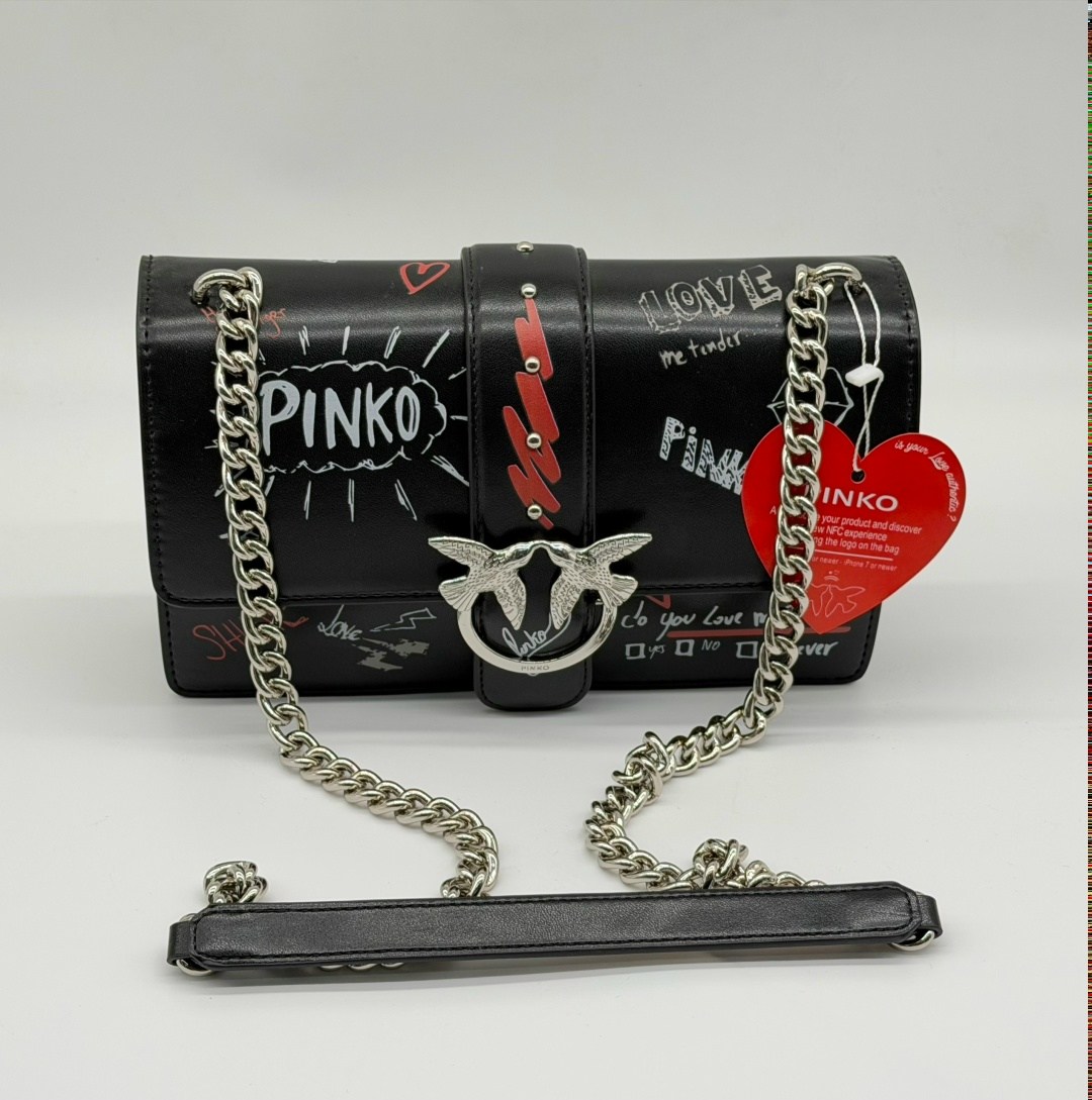 сумка pinko love graffiti клатч с птицами,сумка pinko love graffiti чёрная кожа,сумка pinko,женская сумка pinko,сумка pinko love graffiti