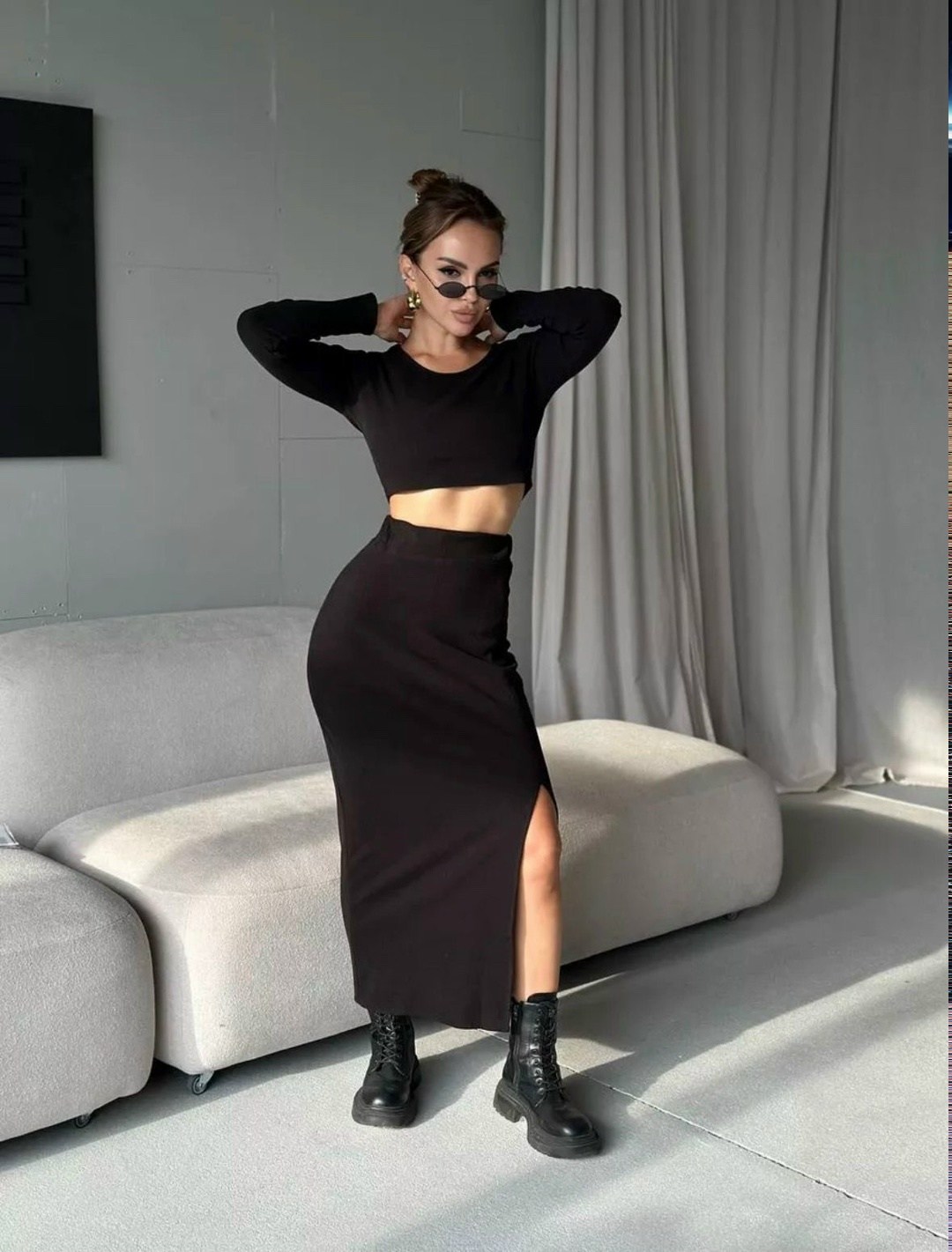 костюм топ и юбка с разрезом charmchic,костюм топ и юбка с разрезом charmchic голубой,голубой костюм с юбкой летний,костюм с длинной юбкой adore allure голубой,костюм топ и юбка с разрезом charmchic 2