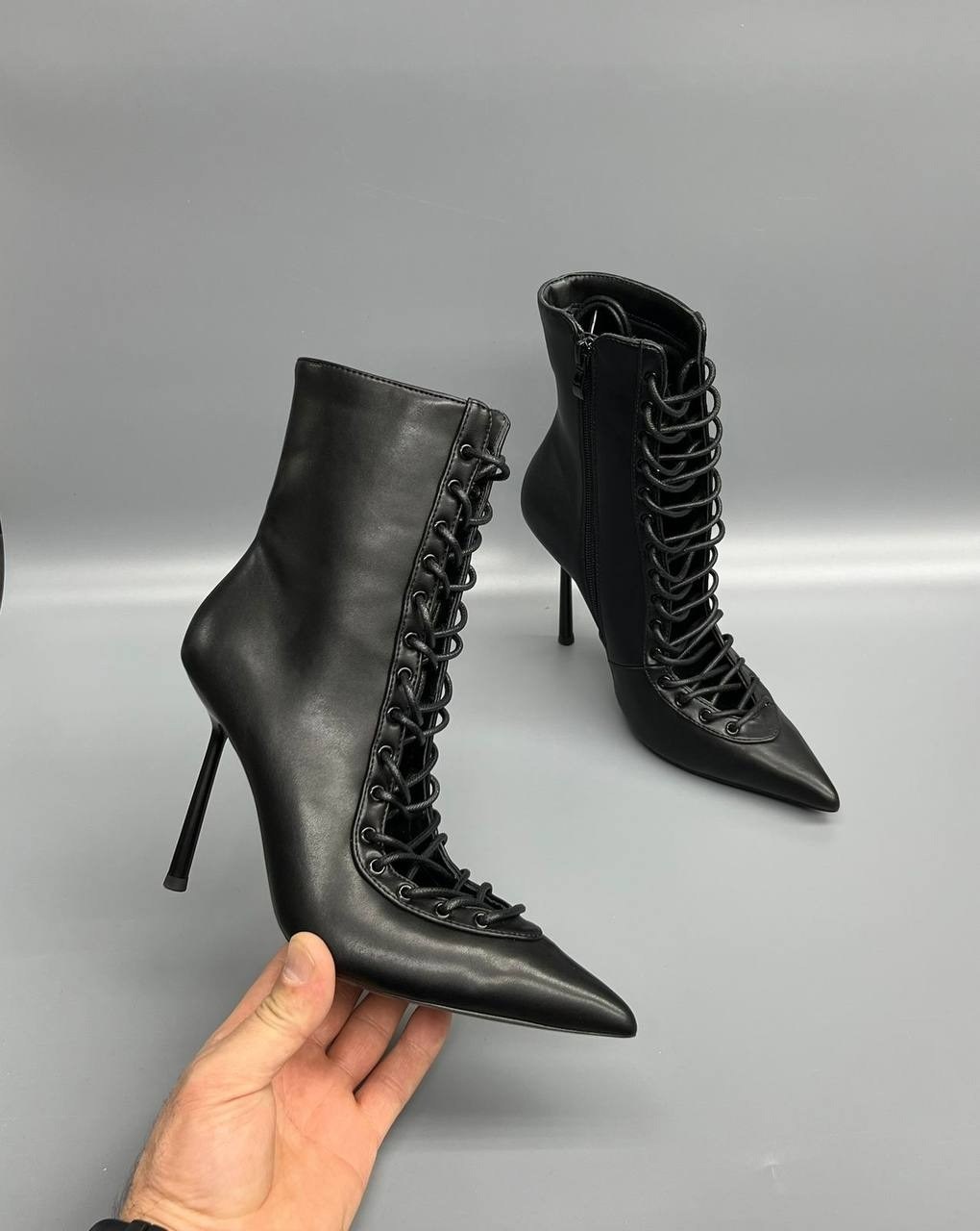 черные кожаные ботильоны jimmy choo,женские ботильоны,,женские сапоги,ботильоны на шнуровке