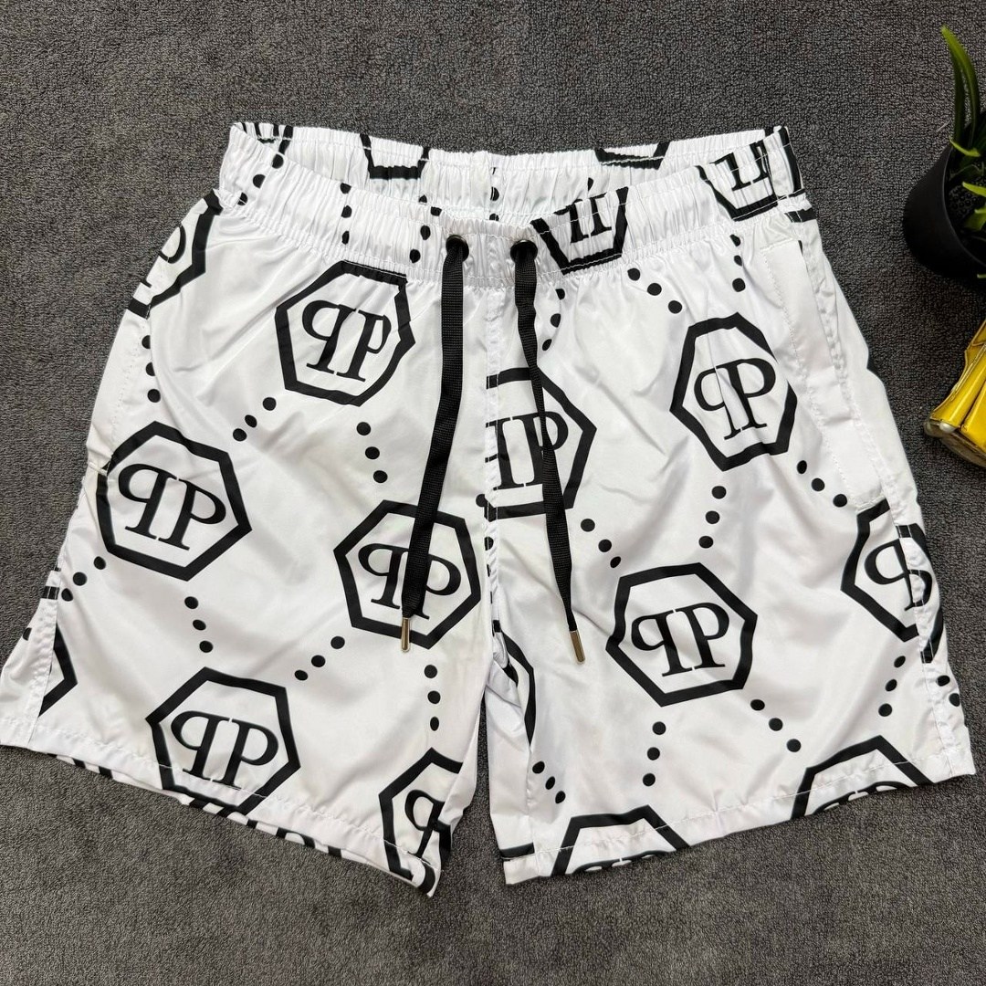 плавательные шорты philipp plein,шорты для плавания philipp plein,шорты для плавания с монограммой philipp plein белый,шорты для плавания с монограммой philipp plein черный,шорты филипп плейн мужские