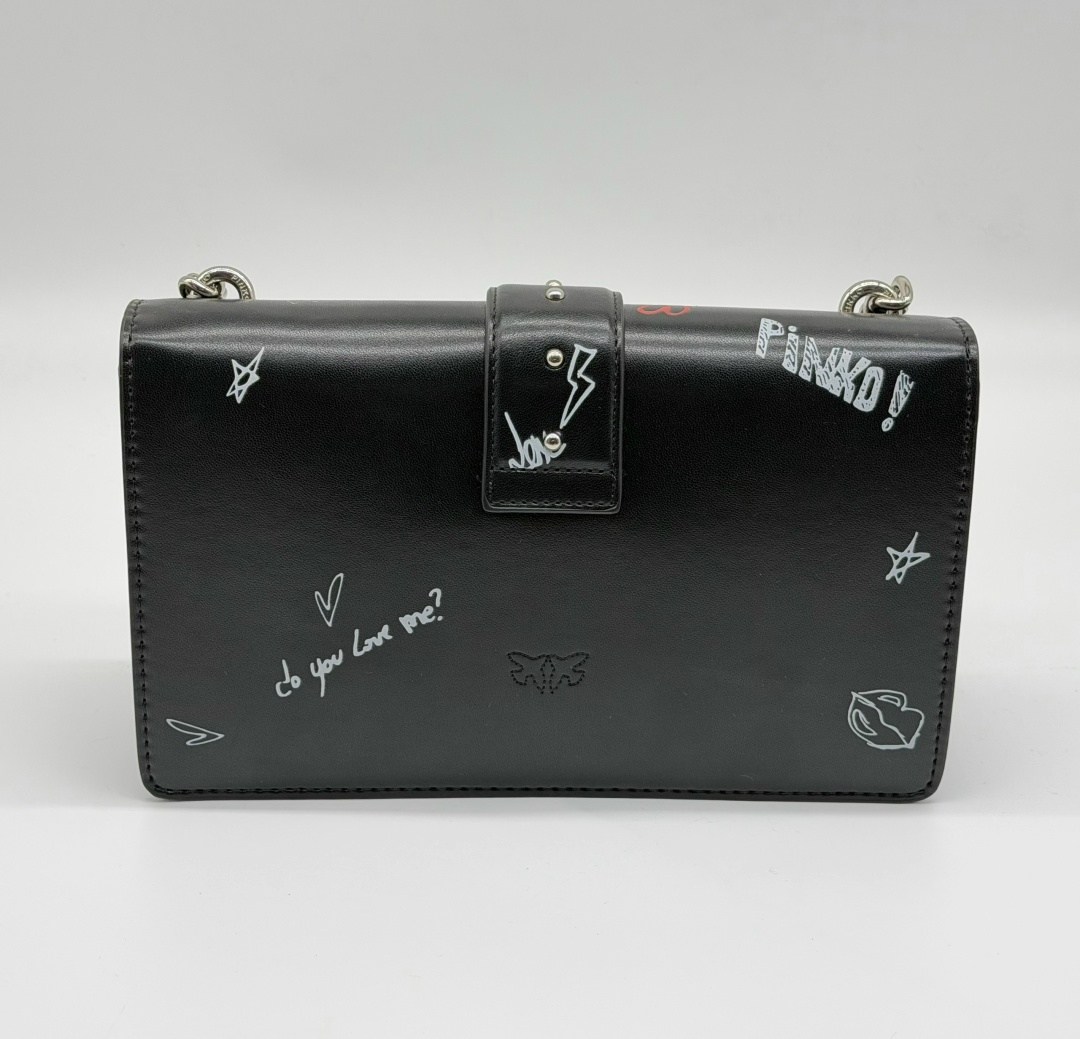 сумка pinko love graffiti клатч с птицами,сумка pinko love graffiti чёрная кожа,сумка pinko,женская сумка pinko,сумка pinko love graffiti