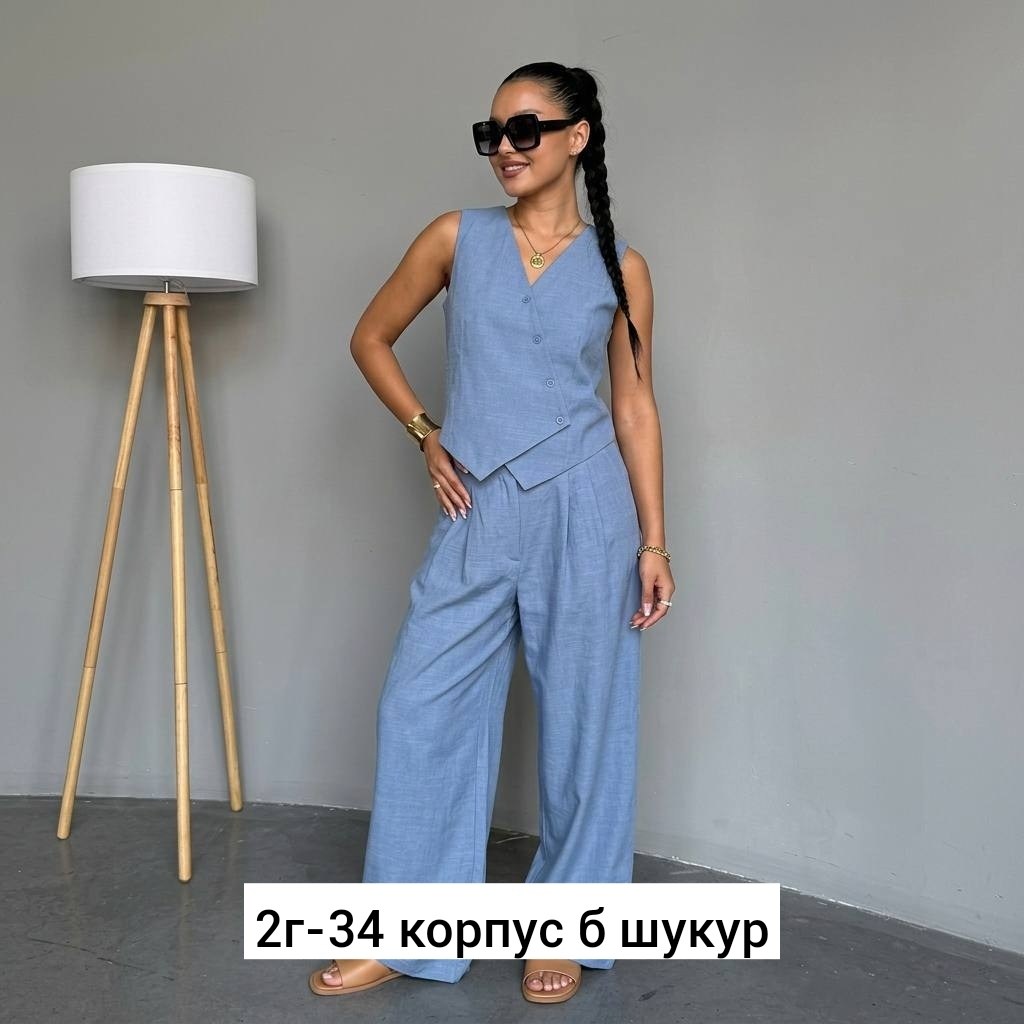 костюм льняной брючный с жилетом much love,костюм льняной брючный с жилетом,женские костюмы брючные,льняной костюм женский брючный с жилеткой,брючный костюм с жилетом