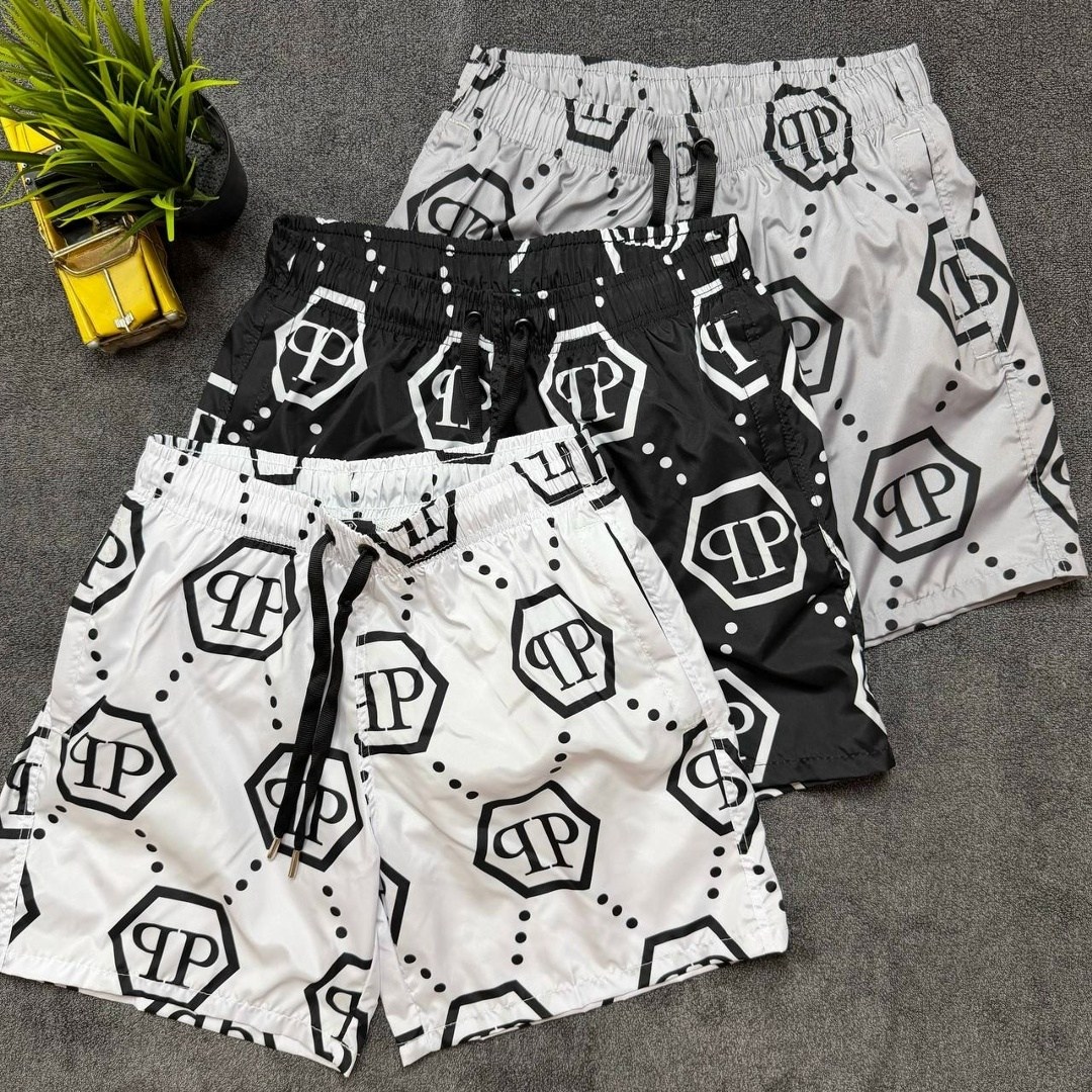 плавательные шорты philipp plein,шорты для плавания philipp plein,шорты для плавания с монограммой philipp plein белый,шорты для плавания с монограммой philipp plein черный,шорты филипп плейн мужские