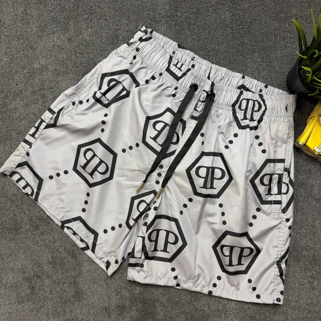 плавательные шорты philipp plein,шорты для плавания philipp plein,шорты для плавания с монограммой philipp plein белый,шорты для плавания с монограммой philipp plein черный,шорты филипп плейн мужские