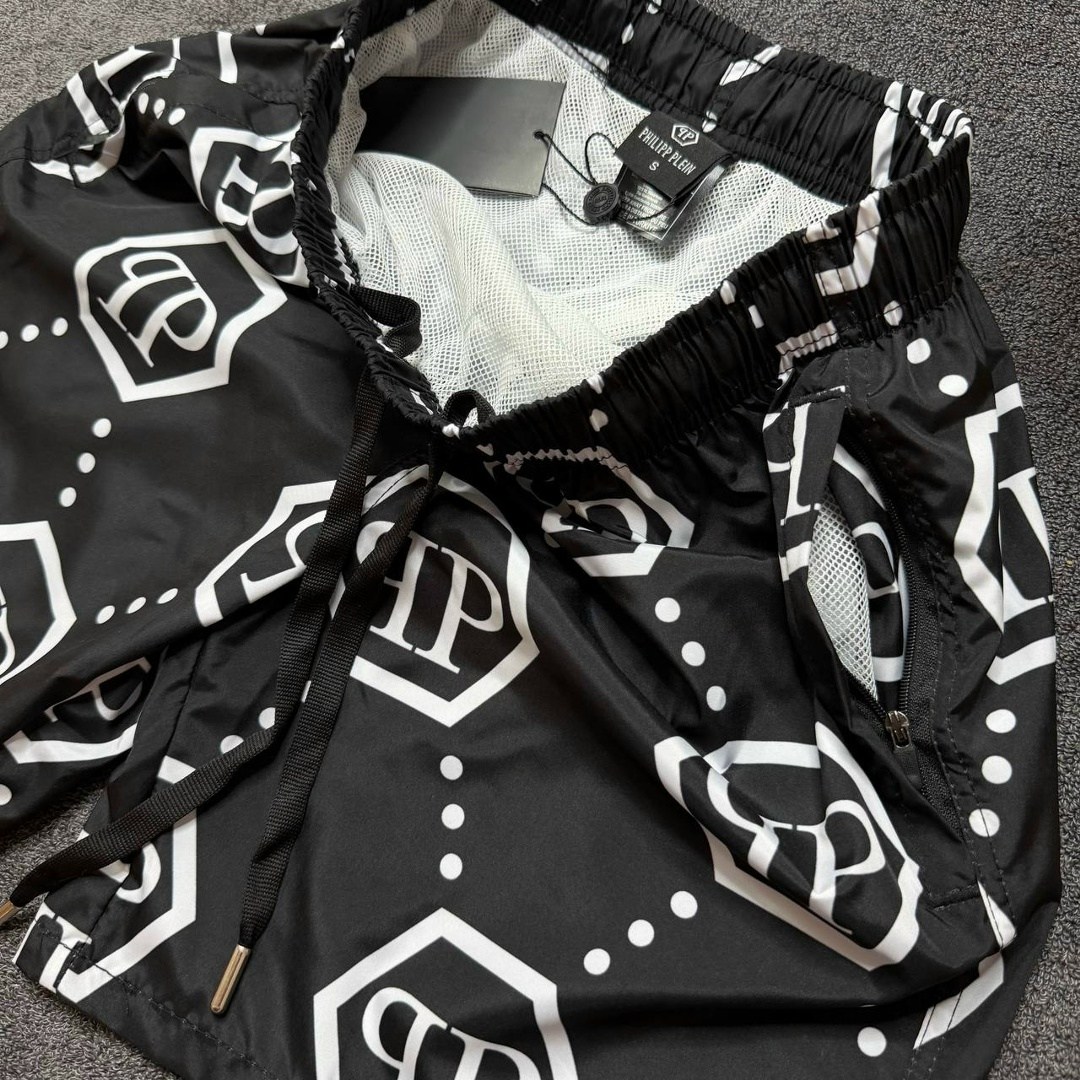 плавательные шорты philipp plein,шорты для плавания philipp plein,шорты для плавания с монограммой philipp plein белый,шорты для плавания с монограммой philipp plein черный,шорты филипп плейн мужские