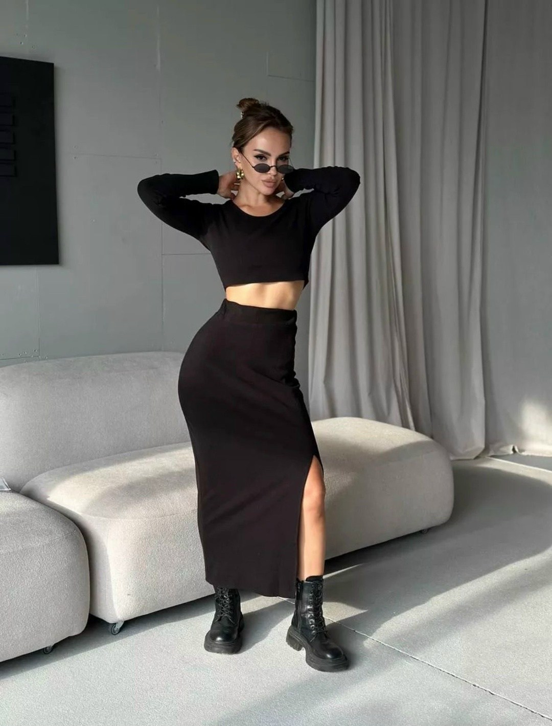костюм топ и юбка с разрезом charmchic цвет фуксия,костюм с юбкой 1310 фуксия continental fashion,костюм топ и юбка с разрезом,костюм топ и юбка с разрезом charmchic,костюм с юбкой женский
